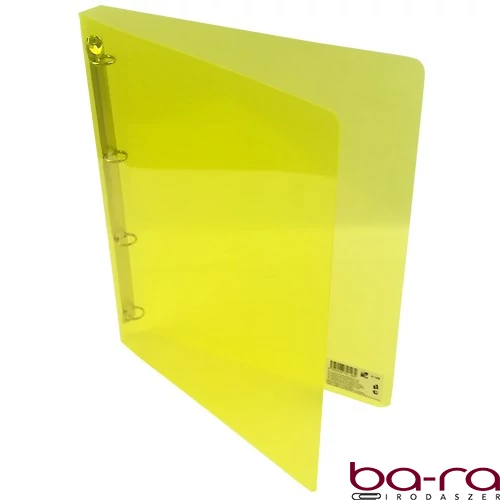 Gyűrűskönyv A/4 20 mm 4 gyűrű átlátszó sárga