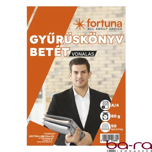 Gyűrűskönyv betét FORTUNA A/4 50 lapos 4 lyukú vonalas