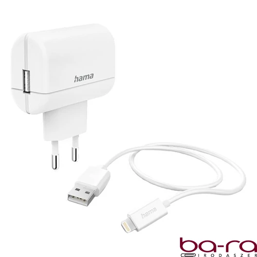 Hálózati adapter HAMA USB-A 12W + Lightning kábel fehér