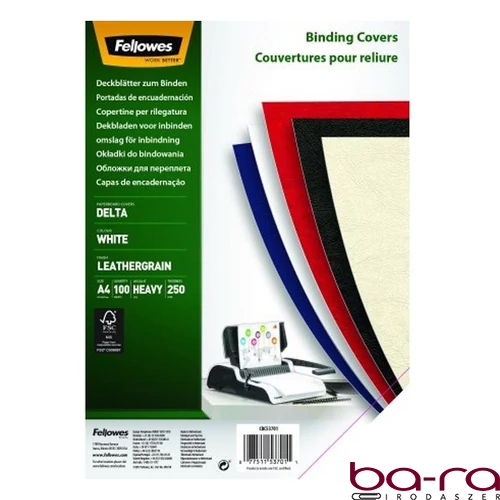 Hátlap FELLOWES Delta A/4 250 g matt bőrhatású fehér 100/csom