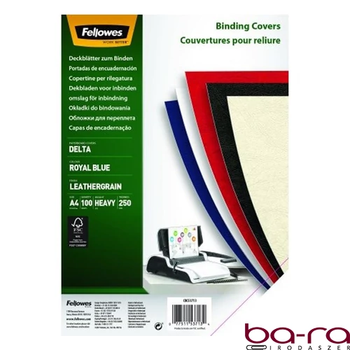 Hátlap FELLOWES Delta A/4 250 g matt bőrhatású királykék 100/csom