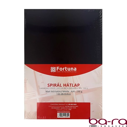 Hátlap FORTUNA A/4 230 g matt bőrhatású fekete 100/dob