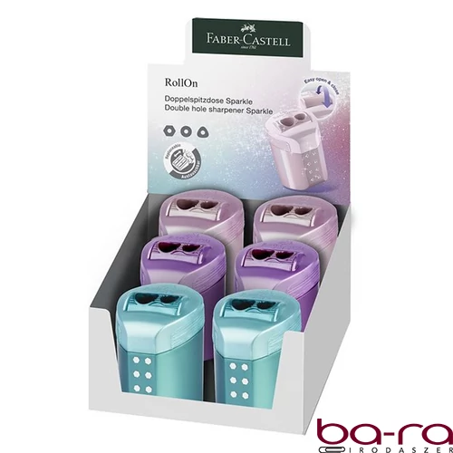 Hegyező FABER-CASTELL RollOn Sparkle 2 lyukú tartályos metál színekben