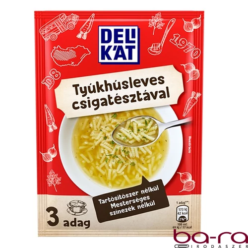 Instant tésztás leves DELIKÁT Tyúkhúsleves csigatésztával 40 g