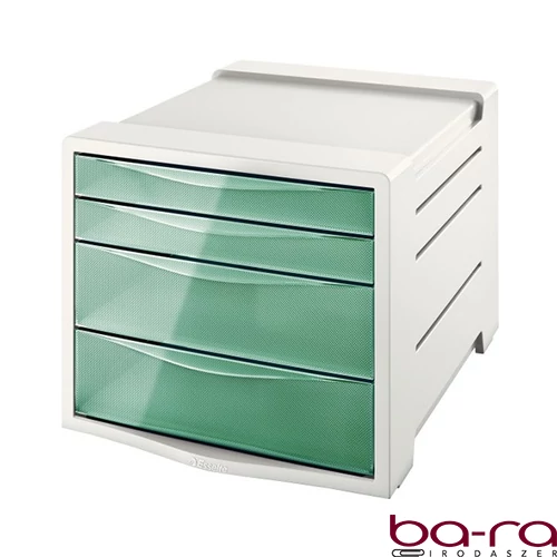 Irattároló ESSELTE Colour Breeze 4 fiókos műanyag áttetsző szürke/zöld