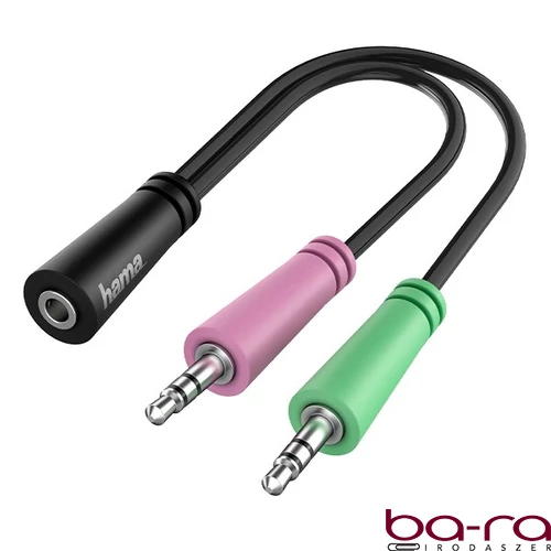 Kábel elosztó HAMA Jack 3,5mm/2xJack 3,5mm 0,15m
