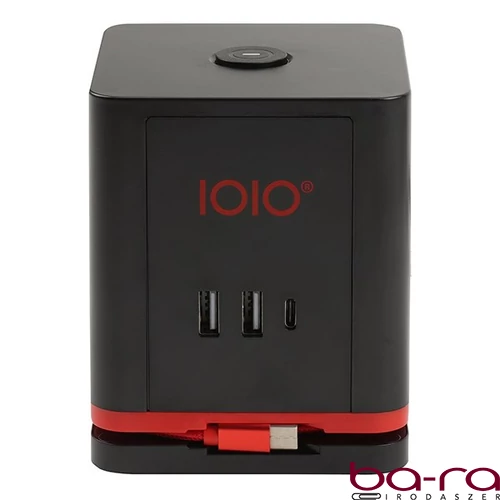 Kábel hosszabbító IOIO 3 aljzat 1,5m, 2xUSB-A, 1xUSB-C fekete
