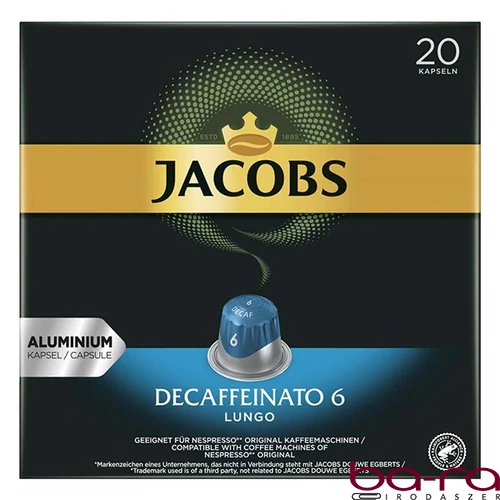 Kávékapszula JACOBS Nespresso Lungo koffeinmentes 20 kapszula/doboz