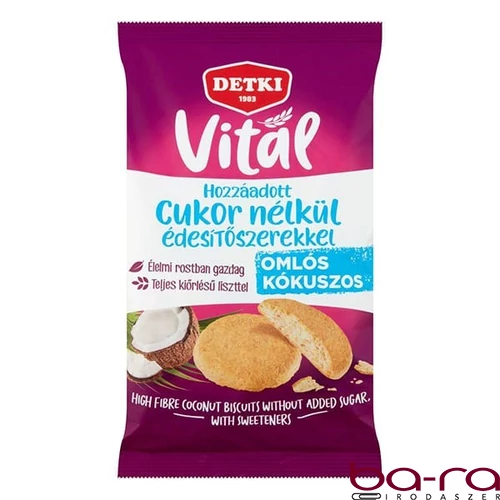 Keksz DETKI Édes hozzáadott cukor nélkül édesítőszerekkel kókuszos 180 g