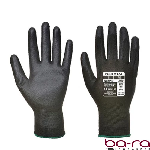 Kesztyű mártott PORTWEST nylon PU tenyérrel fekete 8-as 2 darab/pár