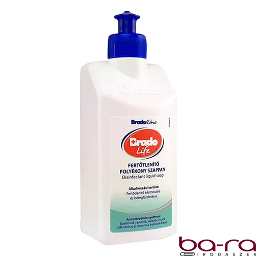 Kézfertőtlenítő folyékony szappan kinyomó szelepes BRADOLIFE 350 ml classic