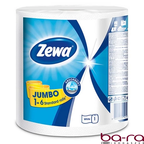 Kéztörlő tekercses háztartási ZEWA Jumbo White 2 rétegű 1 tekercses 325 lap