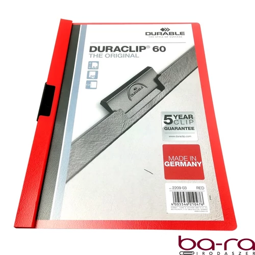 Klipmappa DURABLE Duraclip A/4 60 lapig piros