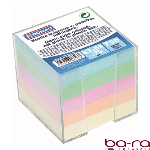 Kockatömb színes DONAU 9,2x9,2 cm tartóban nem ragasztott pasztell
