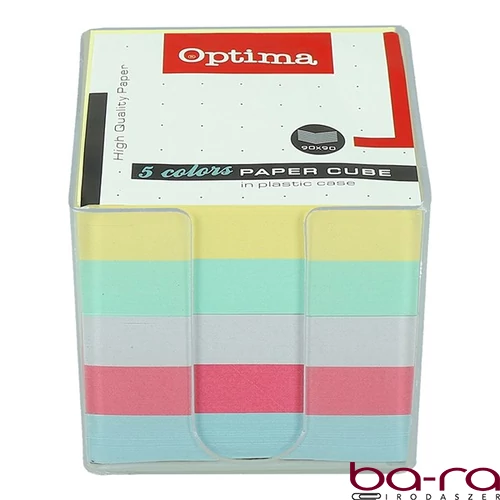 Kockatömb színes OPTIMA 9x9x9 cm műanyag tartóban