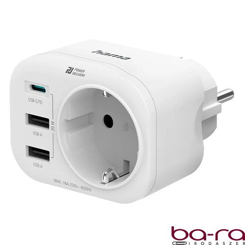 Konnektor HAMA + 2xUSB + USB-C 20W