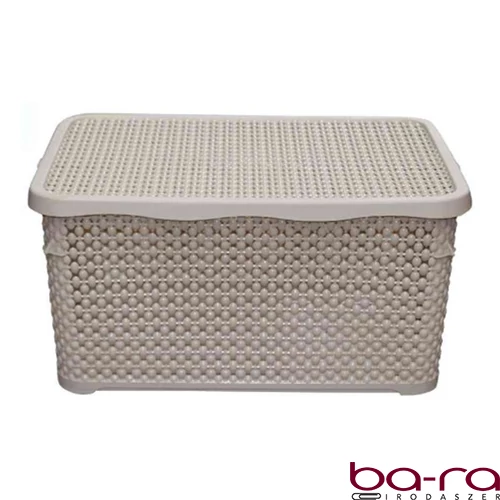 Kosár rattan hatású műanyag fedéllel 30L
