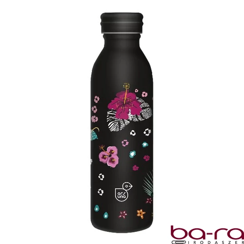 Kulacs duplafalú ARS UNA fém 600 ml Black Hibiscus