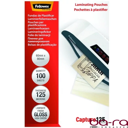Lamináló fólia FELLOWES 60x90 mm 125 mikron fényes 100/csom