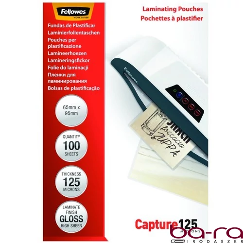 Lamináló fólia FELLOWES 65x95 mm 125 mikron fényes 100/csom