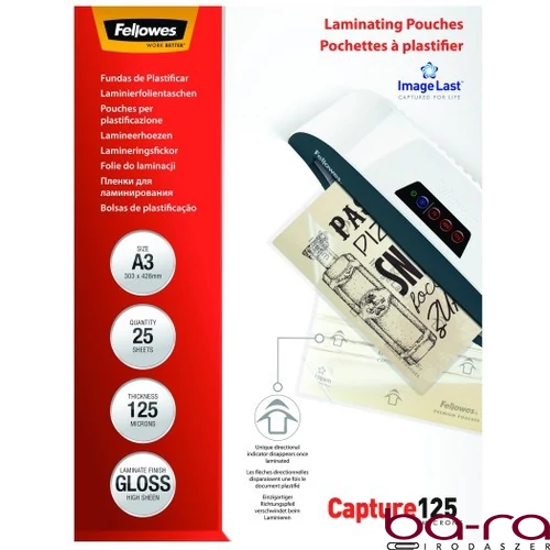 Lamináló fólia FELLOWES A/3 125 mikron fényes 25/csom