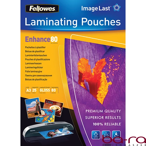 Lamináló fólia FELLOWES A/3 80 mikron fényes 25/csom