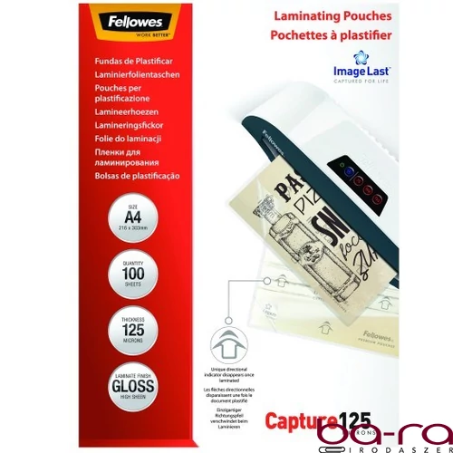 Lamináló fólia FELLOWES A/4 125 mikron fényes 100/csom