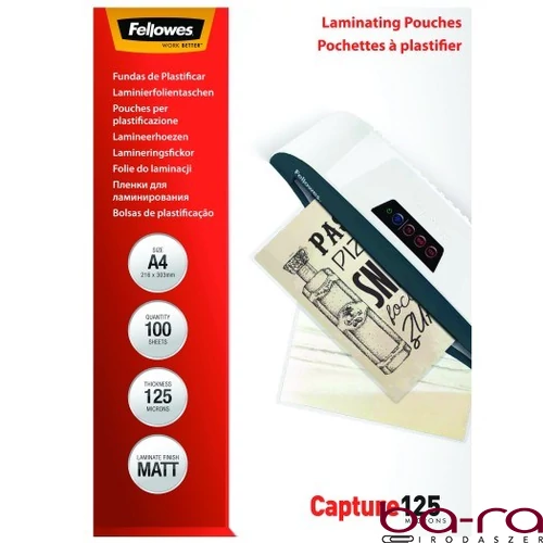 Lamináló fólia FELLOWES A/4 125 mikron matt 100/csom