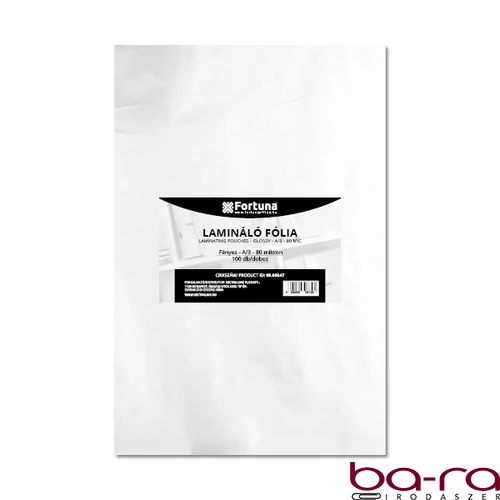 Lamináló fólia FORTUNA A/3 303x426mm 80 mikron fényes 100/dob