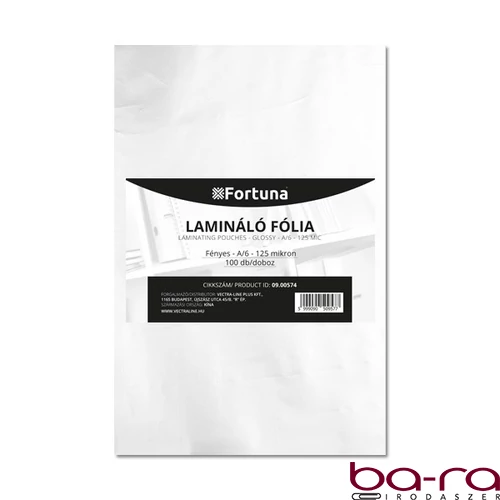 Lamináló fólia FORTUNA A/6 111x154mm 125 mikron fényes 100/dob