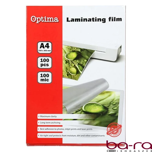 Lamináló fólia OPTIMA A/4 100 mikron fényes 100/csom