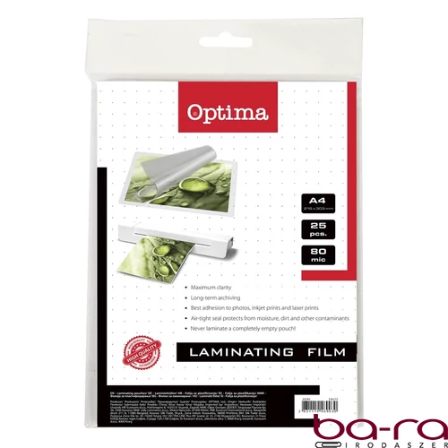 Lamináló fólia OPTIMA A/4 80 mikron fényes 25/csom