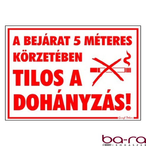 Matrica A bejárat 5m-es körzetében tilos a dohányzás! piros "C"
