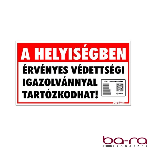 Matrica A helyiségben érvényes védettségi igazolvánnyal tartózkodhat "C"