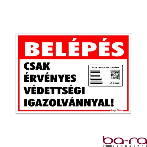 Matrica Belépés érvényes védettségi igazolvánnyal 11,5x16,5 cm "K"