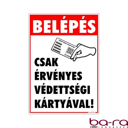 Matrica Belépés érvényes védettségi igazolvánnyal 25x17,5 cm "C"