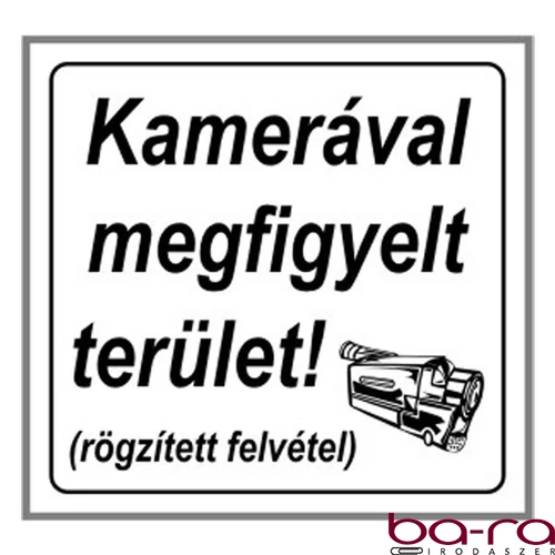 Matrica Kamerával megfigyelt terület fehér "A"