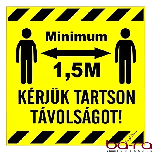 Matrica Kérjük tartson minimum 1,5 m távolságot sárga 10x10 cm "B"