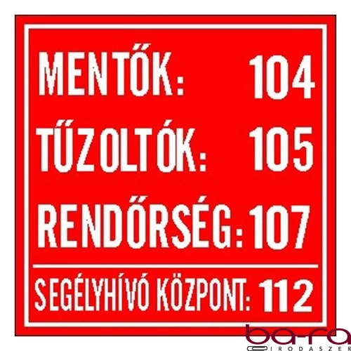 Matrica Mentő tűzoltó hívószámok piros "B"