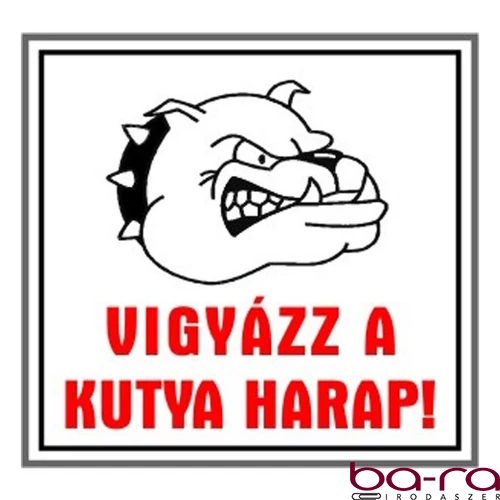 Matrica Vigyázz a kutya harap fehér "A"
