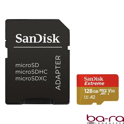 Memóriakártya SANDISK microSDXC Extreme U3 V30 128 GB  + adapter