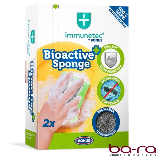 Mosogatószivacs BONUS Bioactive formázott 9,5x7,1x4,5cm 2 darabos