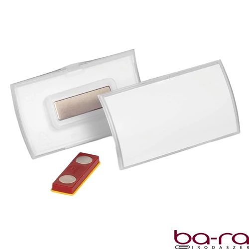 Névjegykitűző DURABLE Click Fold 40x75 mm mágneses elfordulásmentes átlátszó