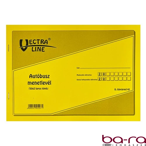Nyomtatvány autóbusz menetlevél VECTRALINE A/4 50x2