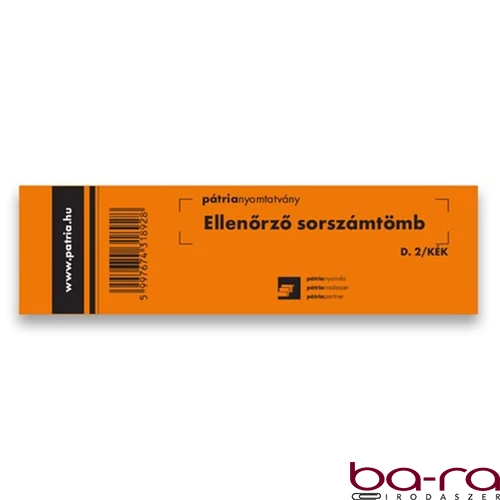 Nyomtatvány ellenőrző sorszámtömb PÁTRIA D2 100 lapos 146x40 mm vegyes