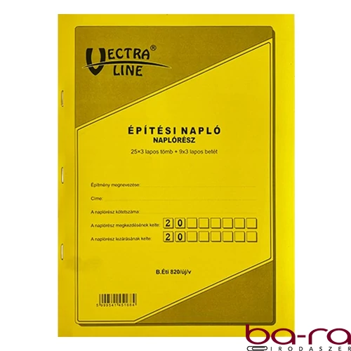 Nyomtatvány építési napló VECTRALINE A/4 25x3 álló pótlapokkal