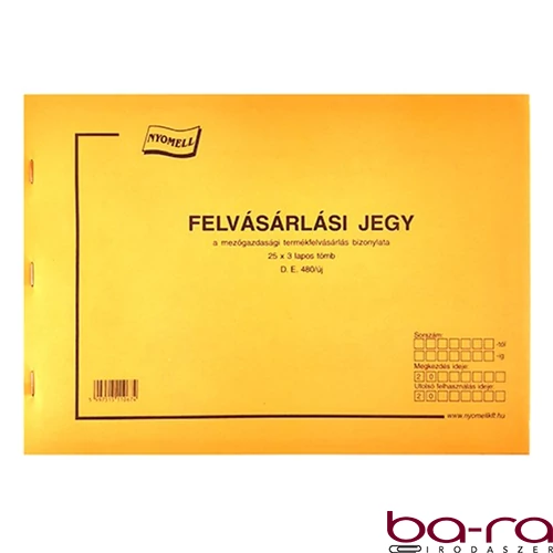 Nyomtatvány felvásárlási jegy mezőgazdasági A/4 25x3