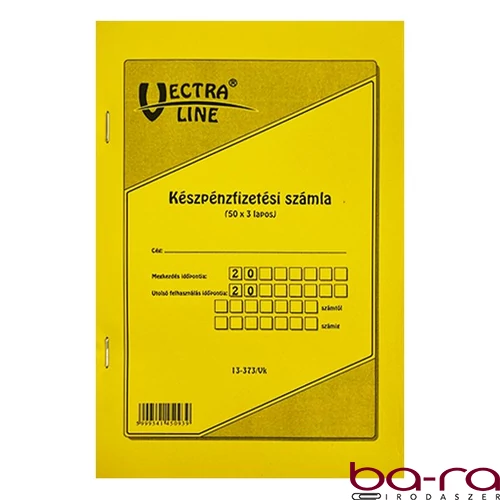 Nyomtatvány készpénzfizetési számlatömb VECTRALINE 50x3 álló 1 áfás