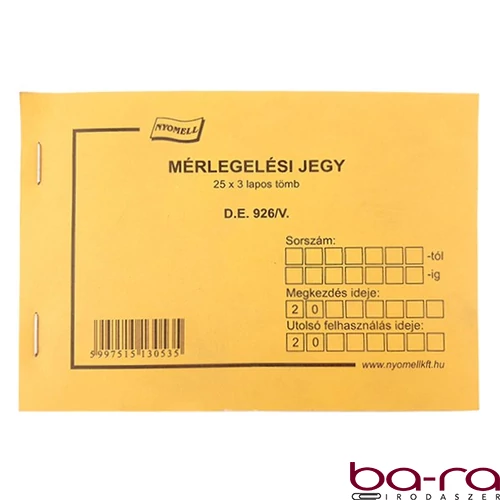 Nyomtatvány mérlegelési jegy 25x3 A/6