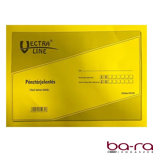 Nyomtatvány pénztárjelentés VECTRALINE A/4 25x2 lapos fekvő